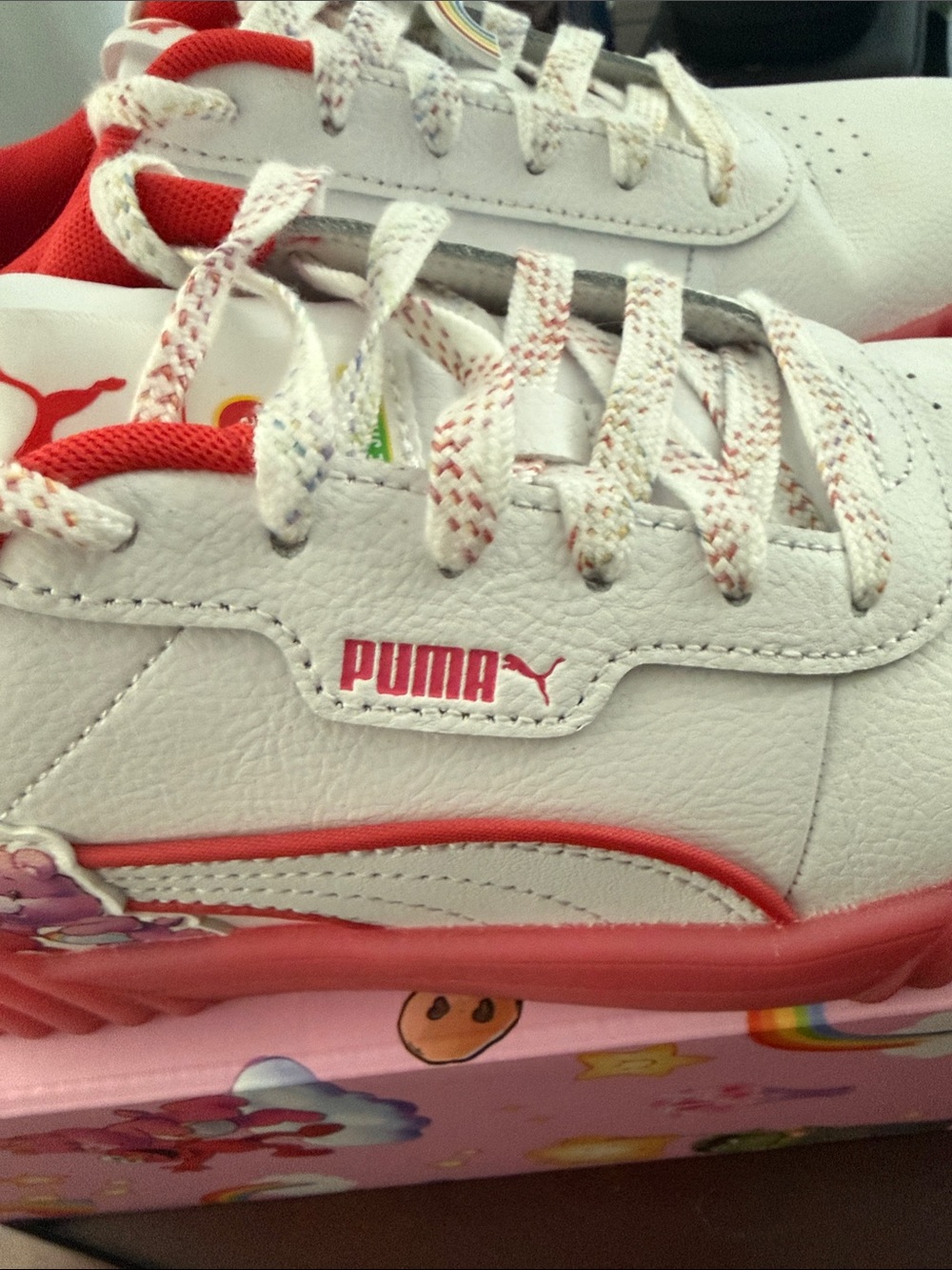 Puma White Sneakers Care Bear x Sesame Street Coral Pink Platform - Picture 2 of 7